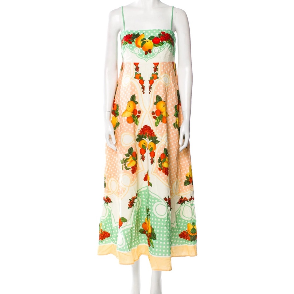 Caroline Constas Fruit Print Maxi Dress NWT | Summer Polka Dot Sundress- SIZE S - Picture 1 of 4